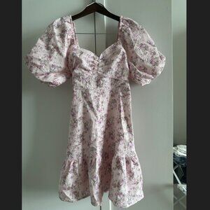 English Factory Textured Floral Mini Dress, Pink, size Small